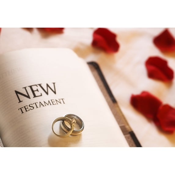 Wedding Rings On The Testament Bible Poster Print by Chris and Kate Knorr / Design Pics