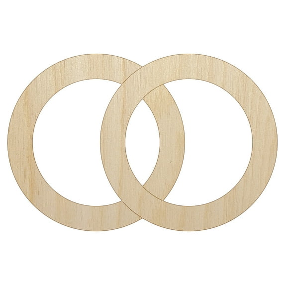 Wedding Rings Overlapping Wood Shape Unfinished Piece Cutout Craft DIY Projects - 4.70 Inch Size - 1/4 Inch Thick