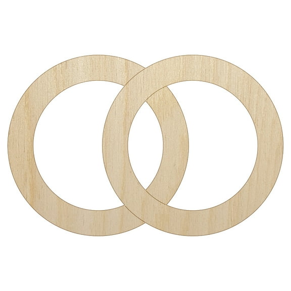 Wedding Rings Overlapping Wood Shape Unfinished Piece Cutout Craft DIY Projects - 6.25 Inch Size - 1/8 Inch Thick