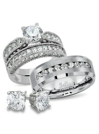 His and Hers Wedding Ring Set Cheap Wedding Bands for Him and Her 7/8
