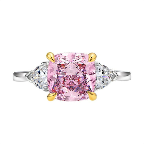 Wedding Rings for Women S925 Sterling Silver Rings for Women Cushion Cut 8*8mm Zircon Women Engagement Bands Stylish Hypoallergenic Personalized Promise Rings