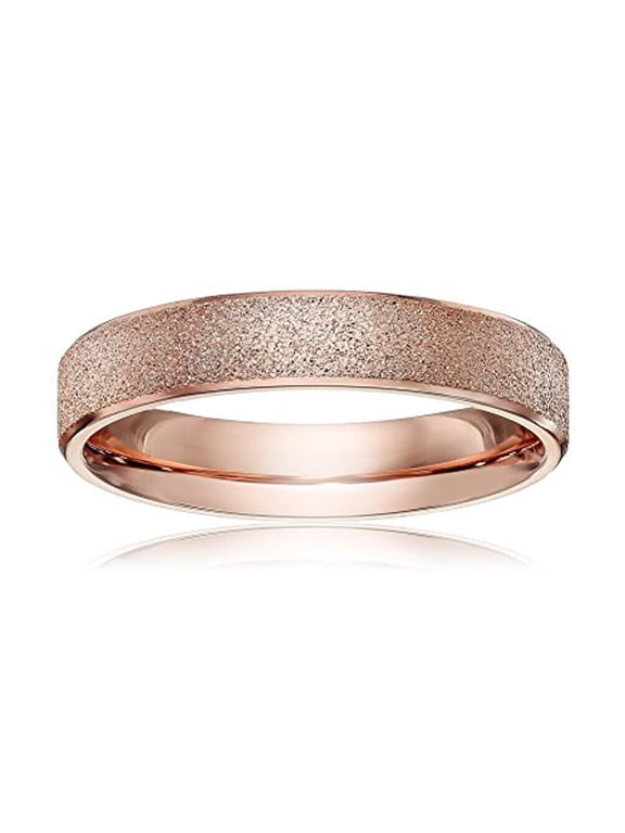 Wedding Rings Womens 4mm Rose Titanium Band w/ Sand Blasted Glittery Top