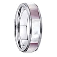 thumbnail image 1 of Wedding Rings Womens 5mm Silver Titanium Band w/ Pink Mother of Pearl Inlay, 1 of 5
