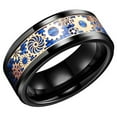 thumbnail image 1 of Wedding Rings for Men 8mm Black Tungsten Band w Blue Inlay Rose Gold Gears, 1 of 6