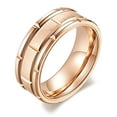 thumbnail image 1 of Wedding Rings for Men. 8mm Rose Gold Brick Pattern Tungsten Wedding Band, 1 of 6