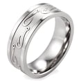 thumbnail image 1 of Wedding Rings for Men. Fishermen's 8mm Silver Titanium Band w/ Fish Hooks, 1 of 5