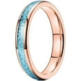 thumbnail image 1 of Wedding Rings for Women. 4mm Crushed Turquoise Silver Tungsten Wedding Band, 1 of 6