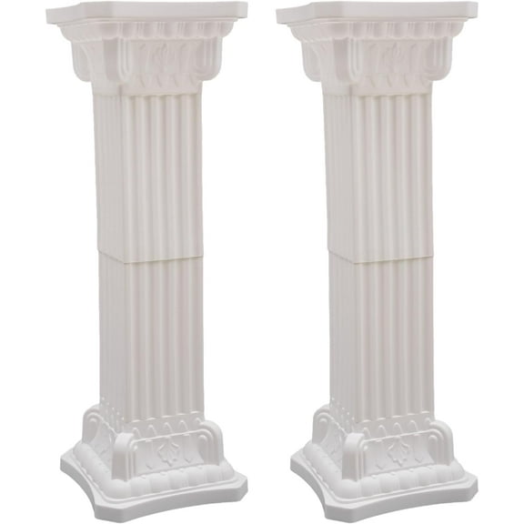 Wedding Roman Column Pillars,for Wedding Party Decoration,90cm Tall Pillars Flower Pot Columns,Wedding Roman Column Sculpture (White-2PCS)