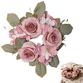 thumbnail image 1 of Wedding Rose Candle Rings Artificial Floral Wreaths With Green Leaves Flower Candle Rings Candleholders Garland For Pillar Centerpiece Party Table Decor, 1 of 5