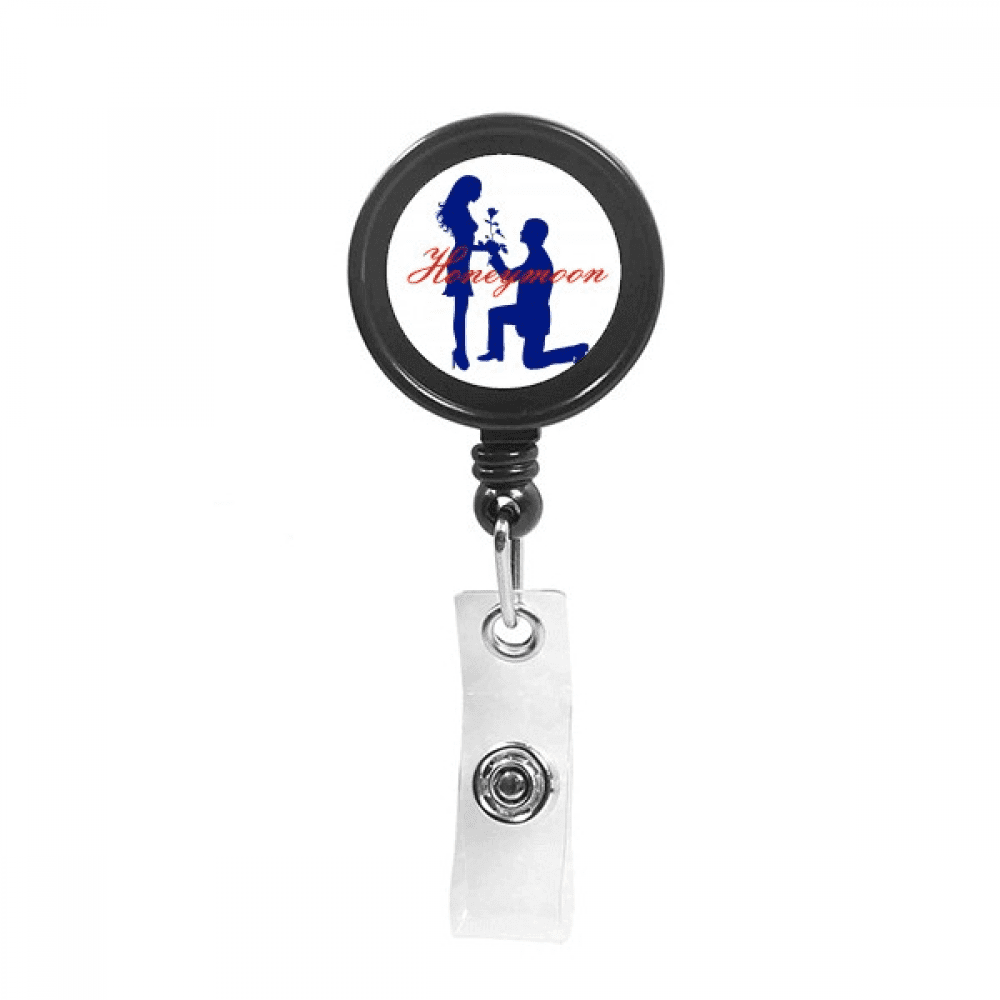 Wedding Roses Flower Love Retractable Keychain Badge Holder ID Badge