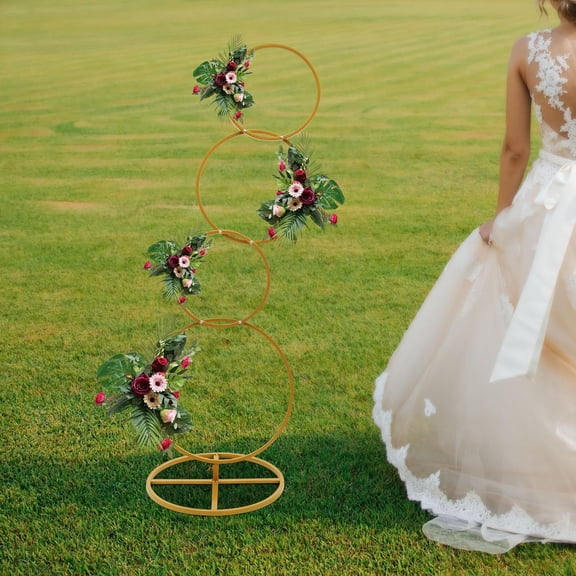 Wedding Round Hoop Backdrop Stand Detachable 5.02ft H 4 Tier Gold Metal Flower Arch Frame For Photo Booth Backdrops Weddings Events Party Decorations Flowers Not Included