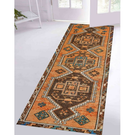 Wedding Rug, Car Mat Rugs, Thick Rug, Chenille Printed Stye Rug, Moroccan Design Rug, Gift Rugs, Kilim Pattern Rug, Rug, Gift For Him Rug, Brown Rug, 2.3'x3.3' - 70x110 cm