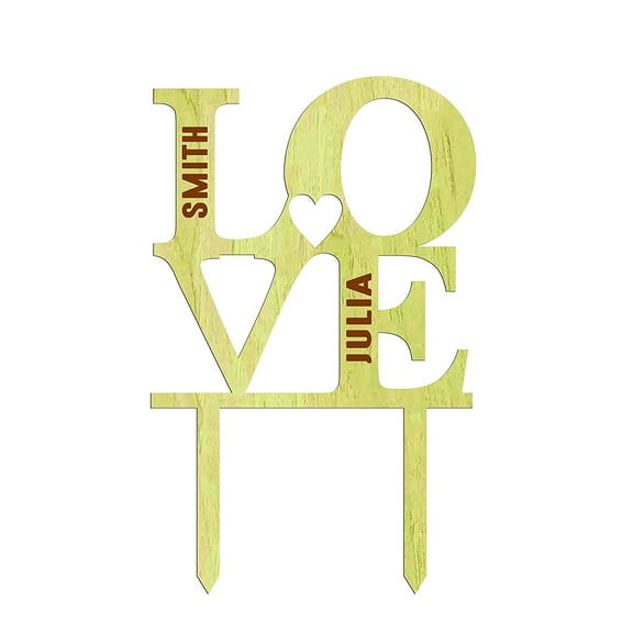 Wedding Rustic Cake Topper Custom Name Wood Cake Topper Cake Decoration 6"-7" Inches Wide