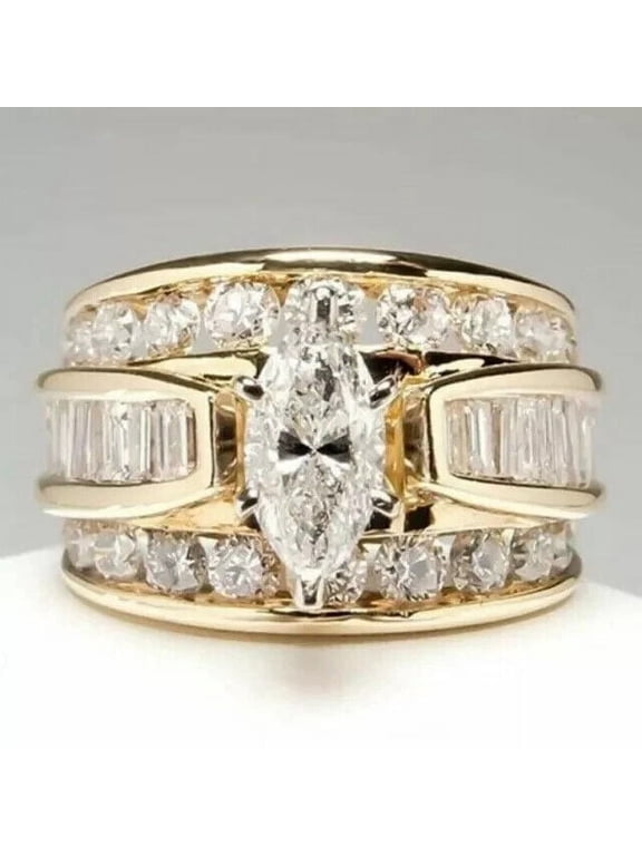 Wedding Sale 2.50Ct Marquise Moissanite Women's Engagement Ring 14K Yellow Gold Plated Silver