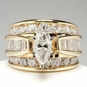 Wedding Sale 2.50Ct Marquise Moissanite Womens Engagement Ring 14K Yellow Gold Plated Silver