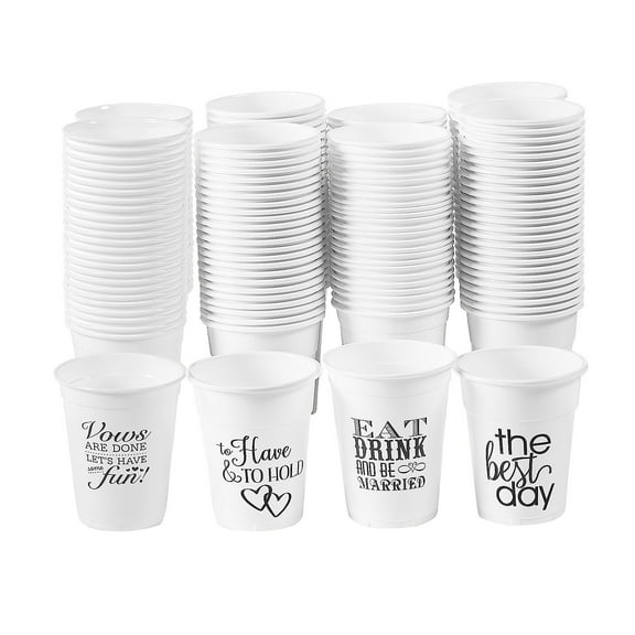 Wedding Sayings Plastic Cup Assortment Bulk 200 Ct