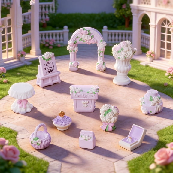 Wedding Scene Resin Figurines, Miniature Set for Home Decor
