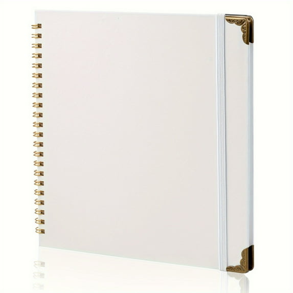 Wedding Scrapbook Album 8x8 Inch - 80 Page Acid-Free with Gold Edges, Memory Book for Photos & DIY Craft Projects (White)