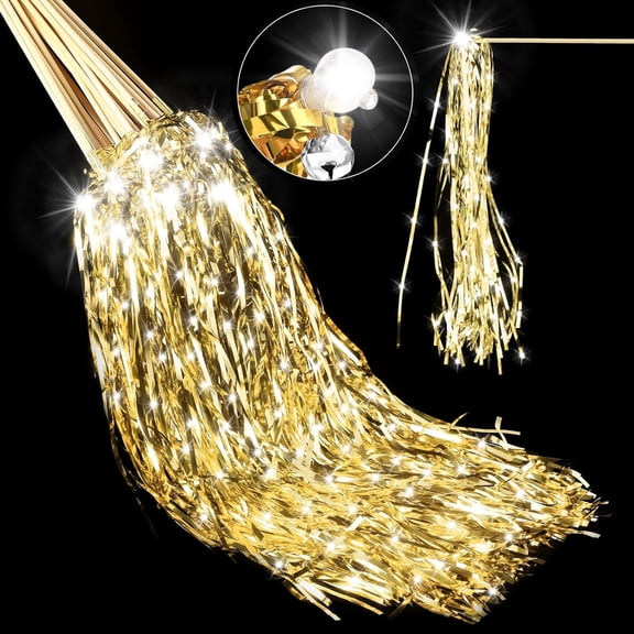 Wedding Send Off Lighted LED Tinsel,Bexikou 20 Pcs Wedding Wands Light Up Streamers,Foil Tinsel Ribbon Stick for Wedding Baby Shower Birthday Party Holiday Events