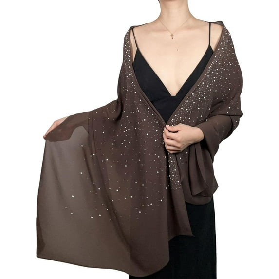 Wedding Shawls and Wraps for Women Formal Dress, Rhinestones Pearl Sparkling Stole, Bride Bridesmaid Pashmina Scarf