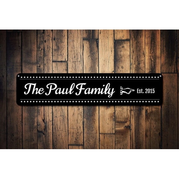 Wedding Sign Pointing Hand Established Date Sign Custom Family Name Sign Anniversary Gift - Family Decor - Size: 16 x 4 Inches