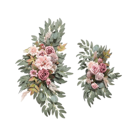 Wedding Simulation Flower Arch & Table Decor Set - 23.62x15.75in&19.68x11.81x3.14in Welcome Signboard with Realistic Silk-Like Flowers for Indoor/Outdoor Ceremonies (2-Piece D)