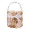 thumbnail image 1 of Wedding Small Flower Girl Basket, Wicker Rattan Flower Basket with Pearl Handle for Wedding Home Decor Picnic, Party, 1 of 8