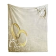 thumbnail image 1 of Wedding Soft Flannel Fleece Blanket, 2 Wedding Rings Entangled Swirled Floral Framework Romantic Celebration, Cozy Plush for Indoor and Outdoor Use, 50" x 70", Yellow Sepia Coconut, by Ambesonne, 1 of 5