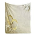 thumbnail image 1 of Wedding Soft Flannel Fleece Blanket, 2 Wedding Rings Entangled Swirled Floral Framework Romantic Celebration, Cozy Plush for Indoor and Outdoor Use, 70" x 90", Yellow Sepia Coconut, by Ambesonne, 1 of 5