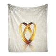 thumbnail image 1 of Wedding Soft Flannel Fleece Throw Blanket, 2 Big Rings on Abstract Background Marriage Engagement Print, Cozy Plush for Indoor and Outdoor Use, 50" x 70", Yellow Orange Eggshell, by Ambesonne, 1 of 5