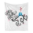 thumbnail image 1 of Wedding Soft Flannel Fleece Throw Blanket, Mr. and Mrs. Swirled Branches Hearts Love Birds Happiness Simplistic Design, Cozy Plush for Indoor and Outdoor Use, 60" x 80", Red Blue Black, by Ambesonne, 1 of 6