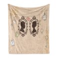 thumbnail image 1 of Wedding Soft Flannel Fleece Throw Blanket, Vintage Silhouette Frames Married Couple French Style Design Happiness, Cozy Plush for Indoor and Outdoor Use, 50" x 70", Pale Pink Dark Brown, by Ambesonne, 1 of 6