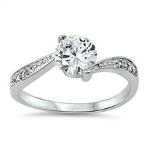 Wedding Solitaire White Cubic Zirconia Promise Ring .925 Sterling Silver Band Jewelry Female Size 4