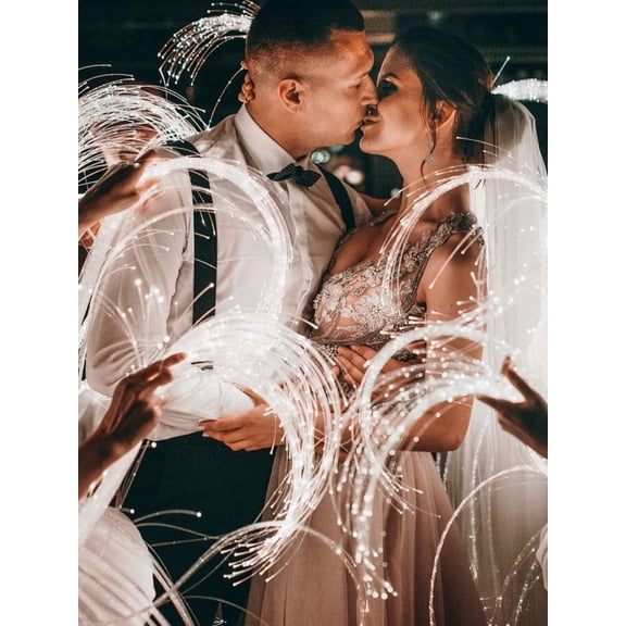 Wedding Sparklers Now White LED Fiber Wands, 14 inches, 12 Pack, Glow Sticks