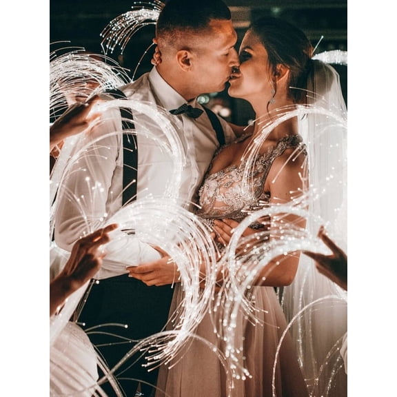 Wedding Sparklers Now White LED Fiber Wands | LED Fiber Wand for Weddings | Pack of 96