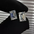 thumbnail image 1 of Wedding Special Gift 925 Sterling Silver 3TCW Emerald Cut VVS1/D Moissanite Solitaire Stud Earrings, 1 of 2