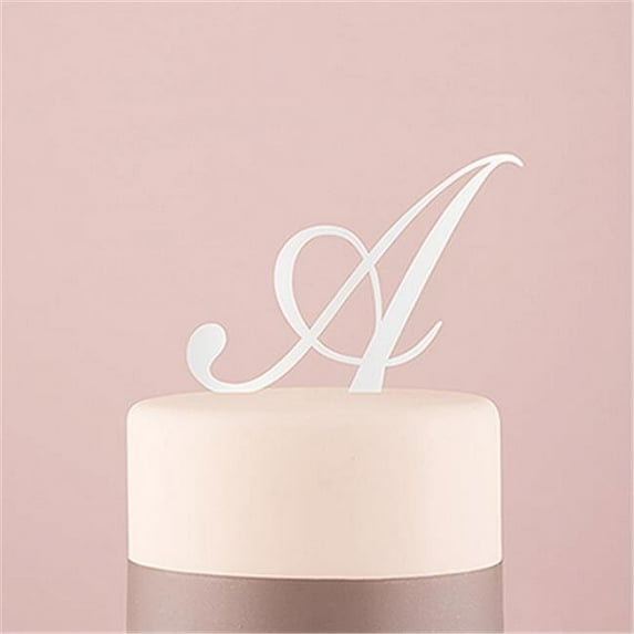 Wedding Star 9854-08 Script Monogram Acrylic White Cake Topper