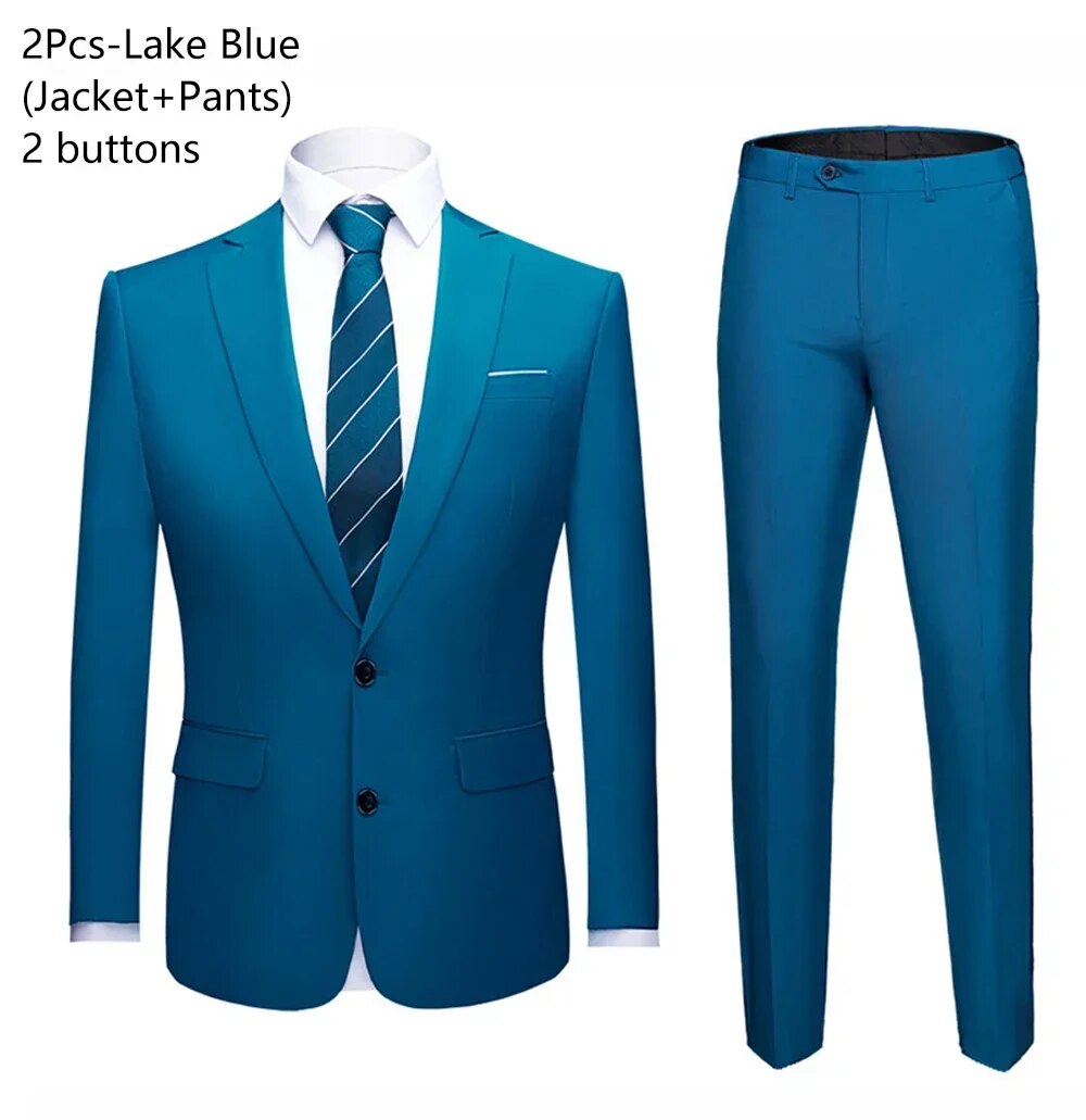 Wedding Suit For Men Set Elegant Blazers Formal 3 Pieces Full Jackets