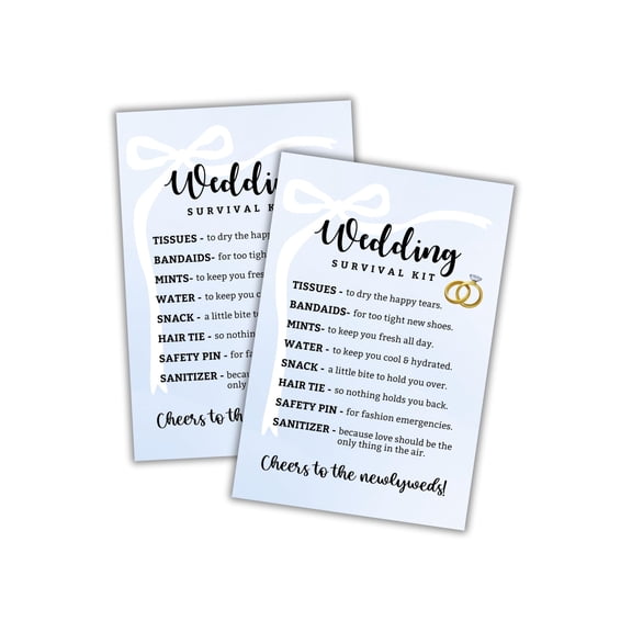 Wedding Survival Kit 30pk 4x6 Brides Labels Postcards Wedding Party Goodie Gift Bags Essentials for Wedding Day Favors Bachelorette