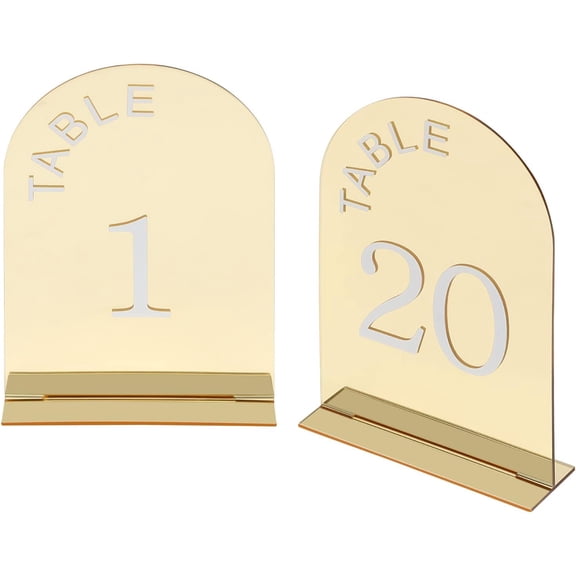 Wedding Table Numbers, Acrylic Table Number Stands with Engraved Design, Elegant Mirror Finish for Wedding Reception, Birthday, Party Decorations (20 Pcs)