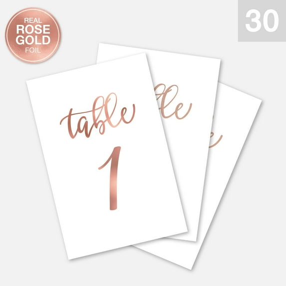 Wedding Table Numbers Cards (1-30 + Head Table) 4x6 Double Sided Modern Calligraphy Foil Design Best for Receptions, Banquets, Cafs, Restaurants & Parties