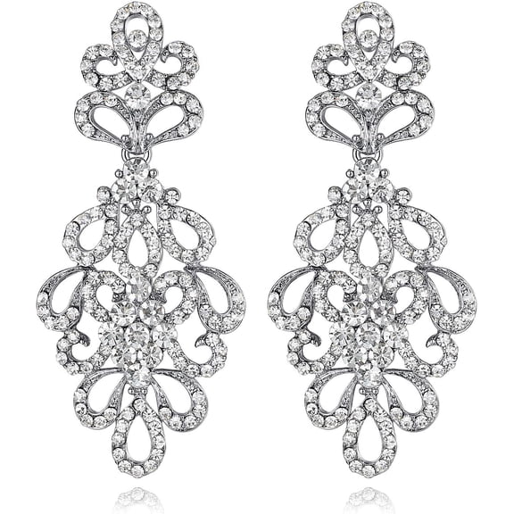 Wedding Teardrop Dangle Earrings Crystal Rhinestone Beaded Chandelier Earrings For Brides Gold[Z6097]