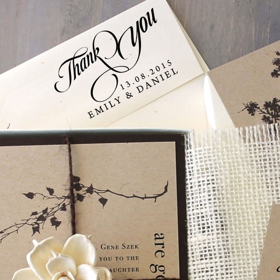 Wedding Thank You Rubber Stamp Custom Self Inking Personalized Gifts Save The Date Colop Stamper