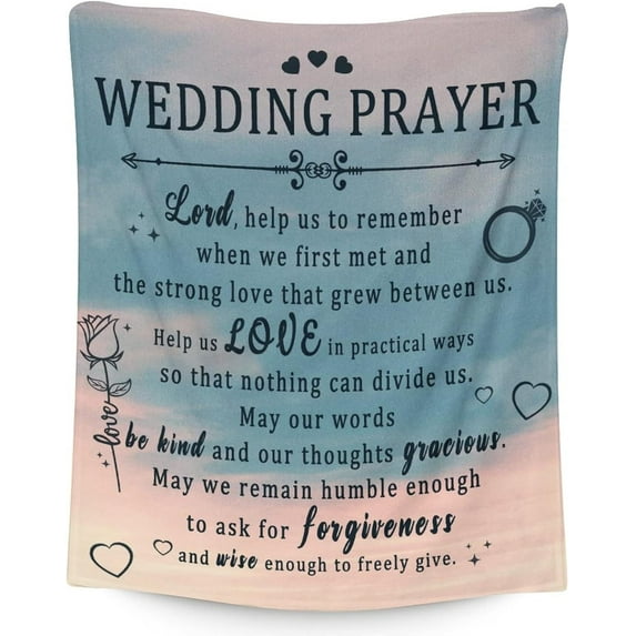Wedding Throw Blanket - Soft, Fuzzy & Warm - 50x60 Inches Marriage Prayer Blankets for Bride, Groom - Vintage Throws Gifts for Newlywed Couples