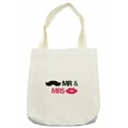 thumbnail image 1 of Wedding Tote Bag, Funny Stencil Art Lips Moustache Mr and Mrs Retro Design Art Print, Cloth Linen Reusable Bag for Shopping Books Beach and More, 16.5" X 14", Cream, by Ambesonne, 1 of 2
