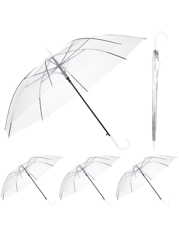 Wedding Umbrellas, 4cps Auto Open Clear Bubble Umbrellas with J Handle, Rainproof Windproof Large Bubble Umbrellas for Weddings, Proms, Rain Ceremonies, Daily Protection