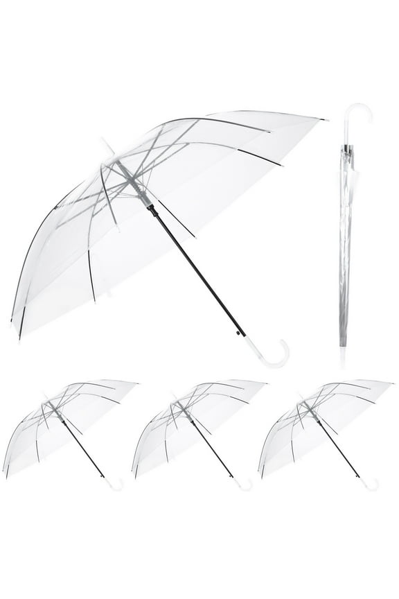 Wedding Umbrellas, 4cps Auto Open Clear Bubble Umbrellas with J Handle, Rainproof Windproof Large Bubble Umbrellas for Weddings, Proms, Rain Ceremonies, Daily Protection