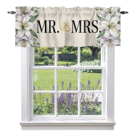 Wedding Valances for Windows, Mr Rod Pocket Valance Short Window Treatments Curtains for Kitchen Bathroom Bedroom Decor, 60 x 18 Inches