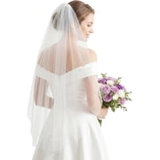Aurelia Wedding Veil for Bride, 1 Tier Elbow Length Bridal Veil with Comb, Soft Tulle Veil for Wedding Bachelorette Party