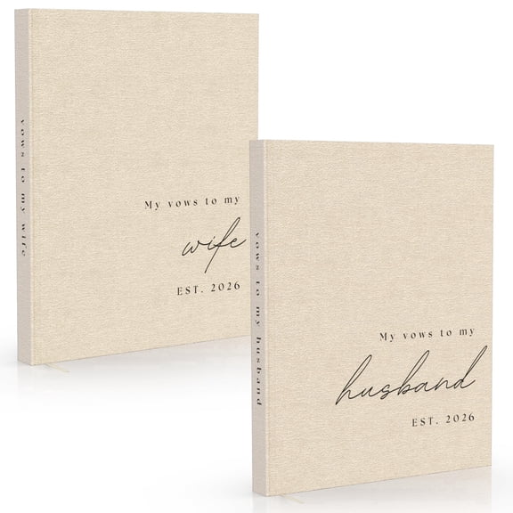 Wedding Vow Books His and Hers - 2 Pack Personalized 2026 Year His & Hers Book - Linen Hardcover Bride and Groom Notebook for Ceremony Vows - Bookmark & Lined Pages - Renewal & Wedding Must Haves
